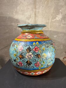 Houten melkpotten Blauw