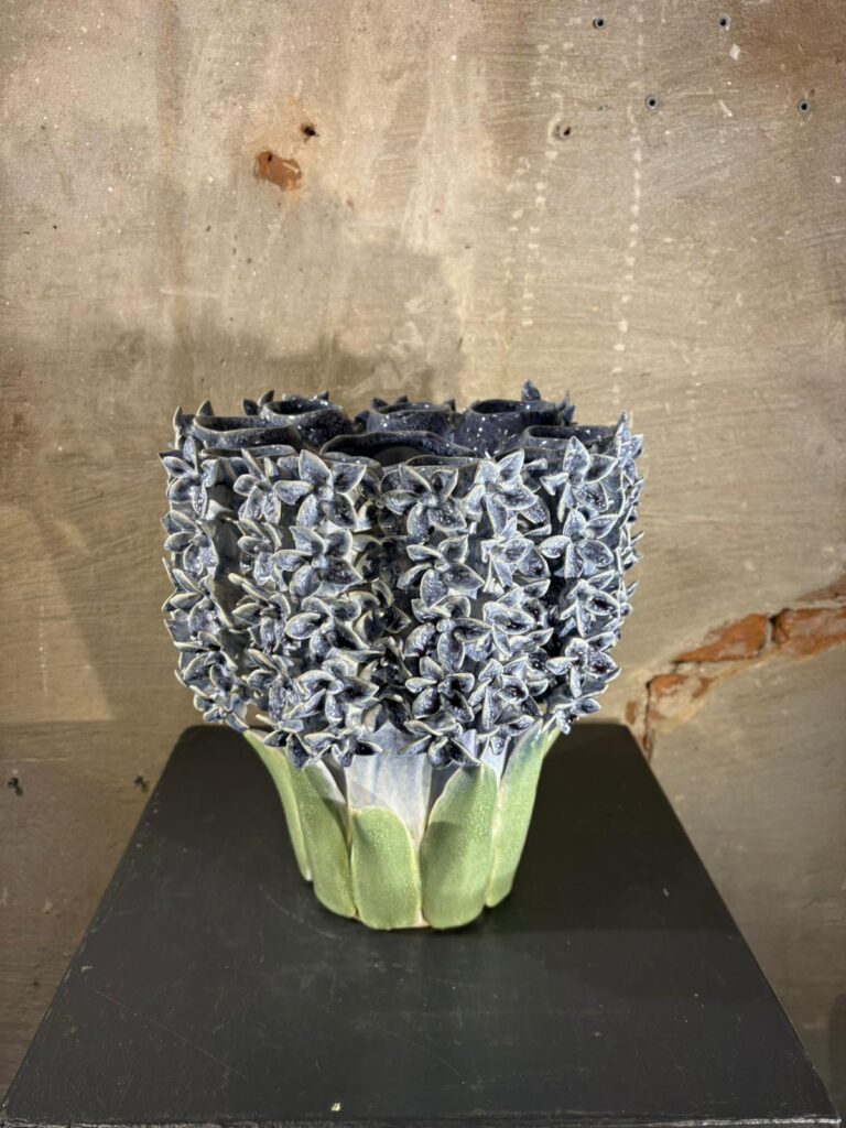 Hyacinten vaas blauw rond