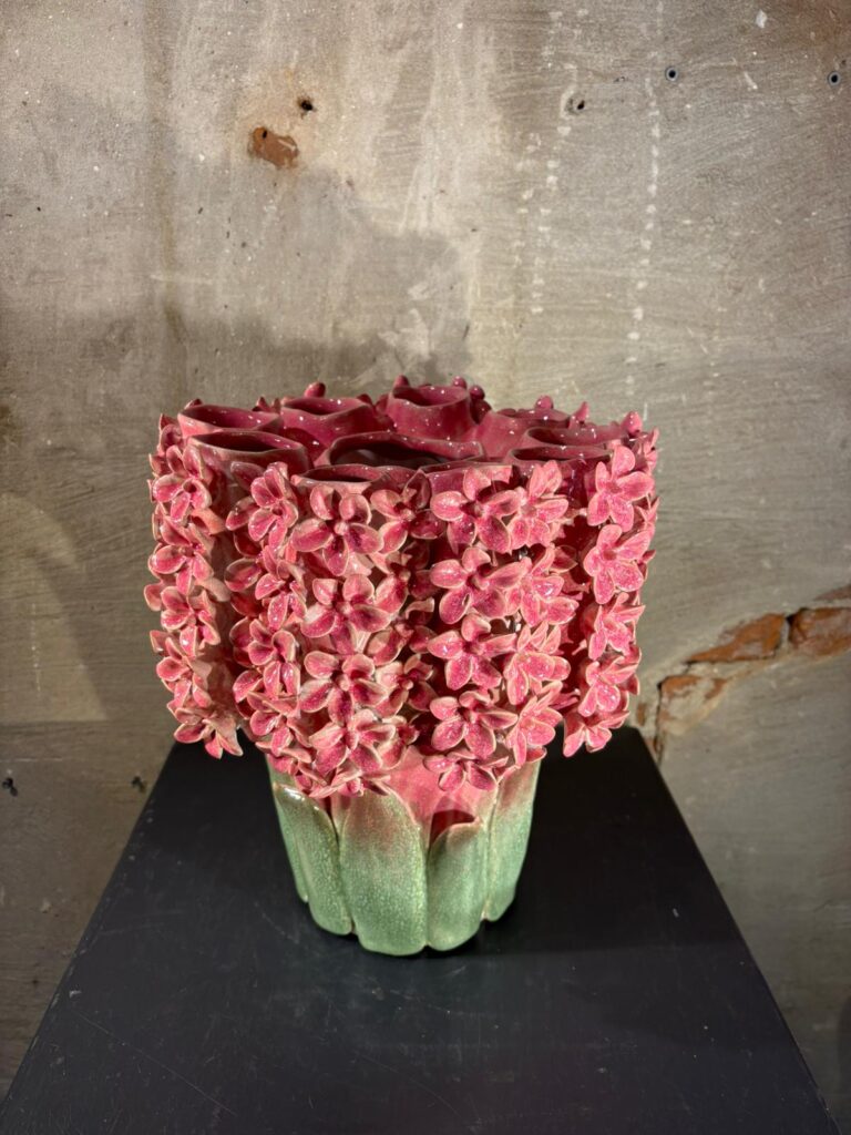 Hyacinten vaas roze rond