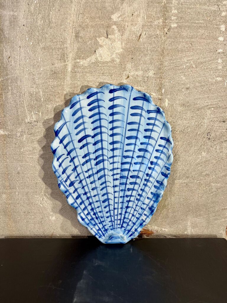Schelpen bordje blauw