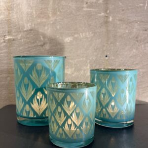 Waxine houder met tulpen motief mix blauw