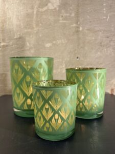 Waxine houder met tulpen motief mix groen