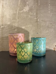 Waxine houder met tulpen motief mix van 3 stuks