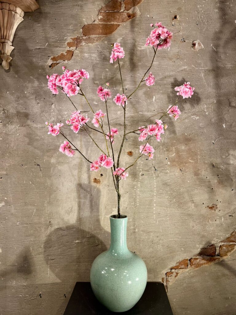 Zijden Bloesem tak donker Roze