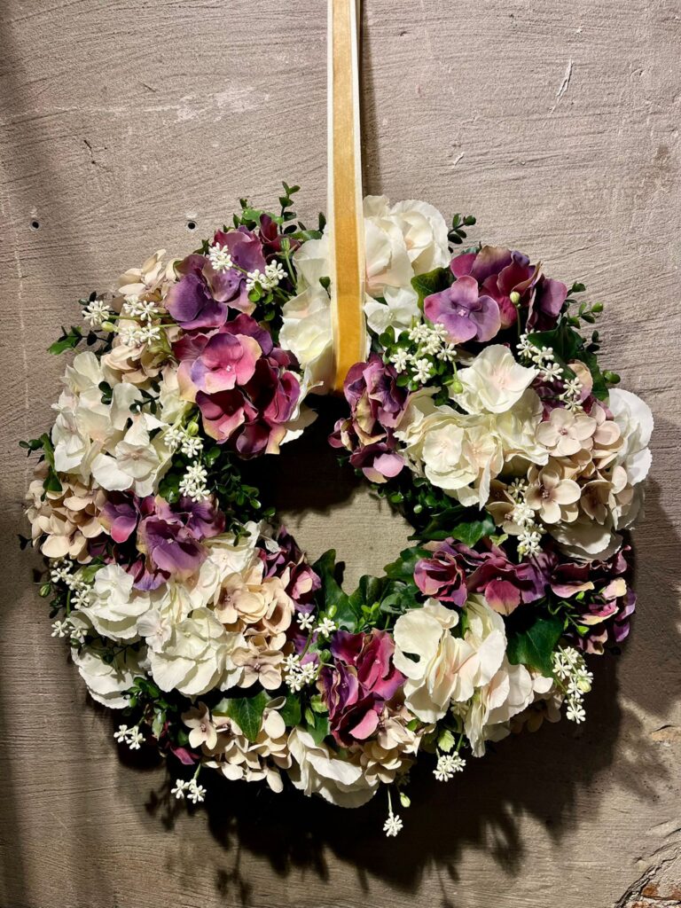 Zijden krans rozen Hortensia