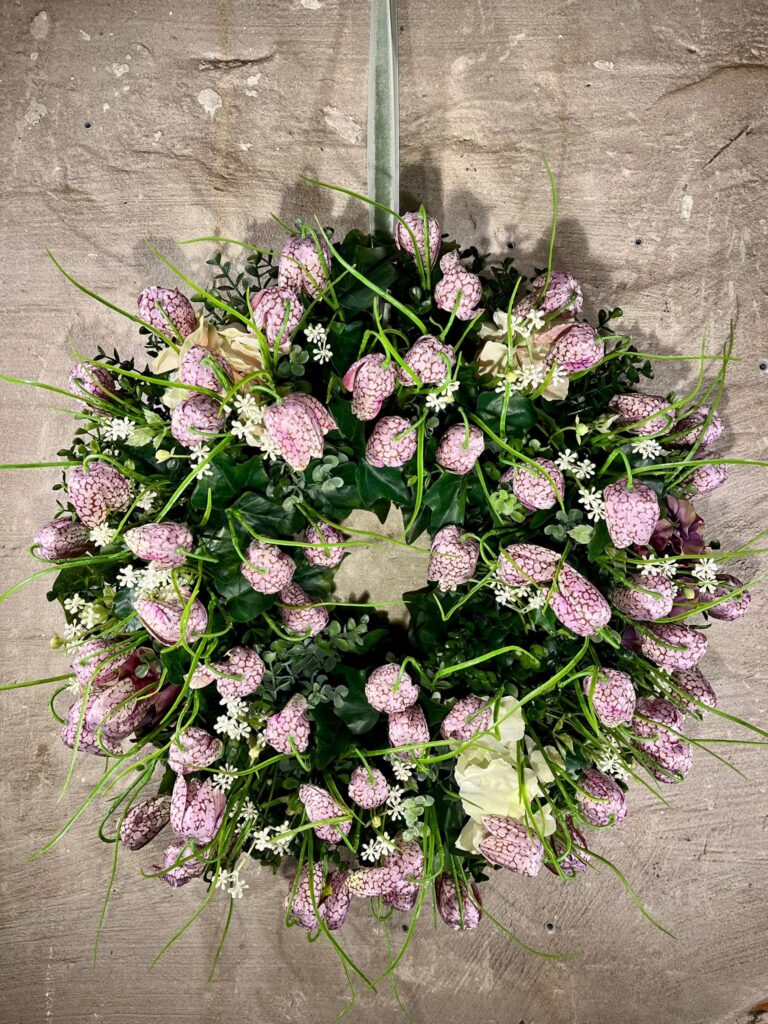 Zijden krans Fritillaria oud roze