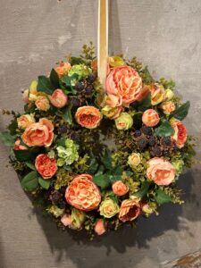 Zijden krans rozen peach