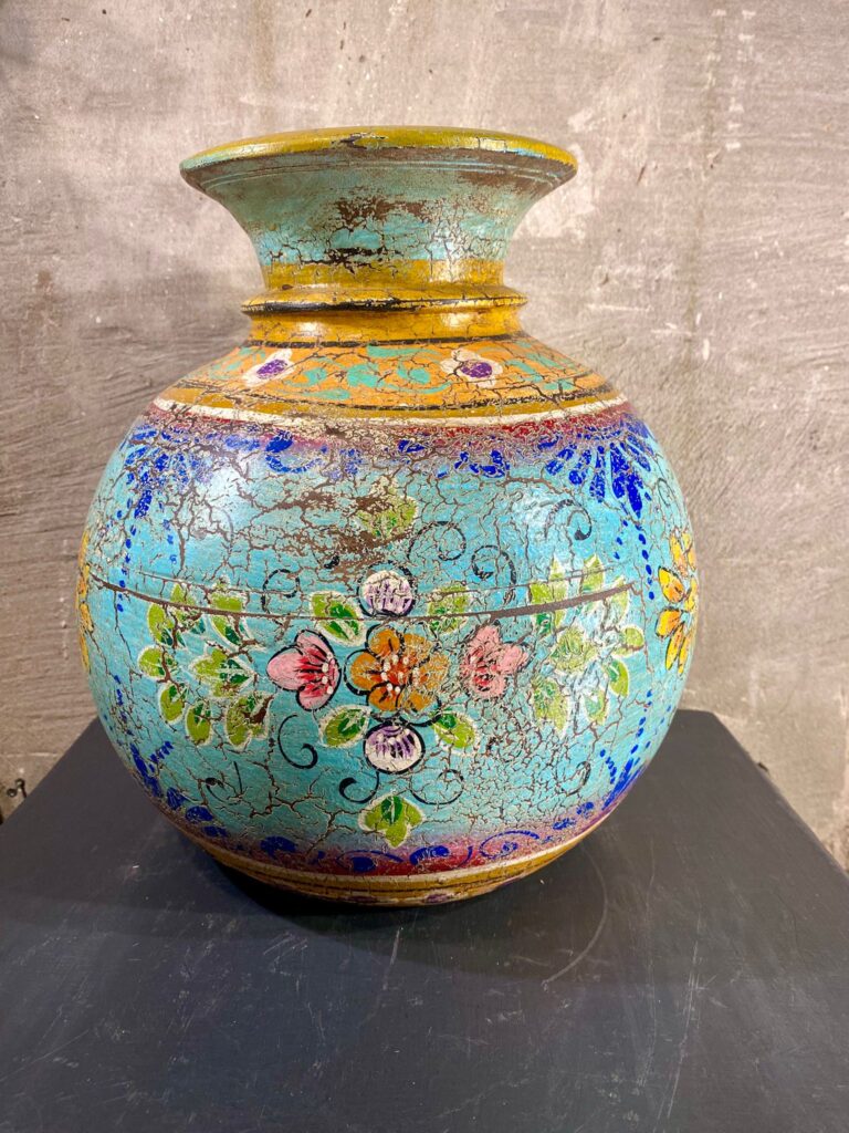 Houten melkpot kleur blauw