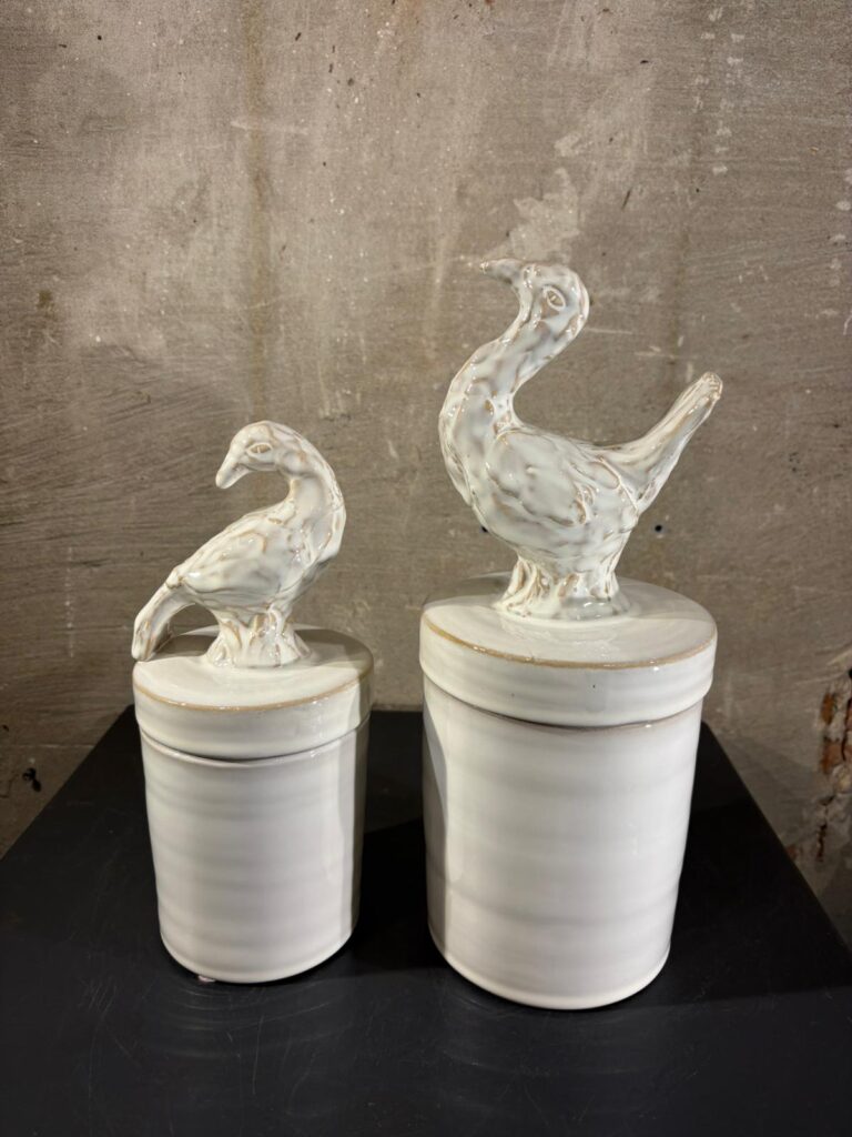 Set voorraad potten met vogel
