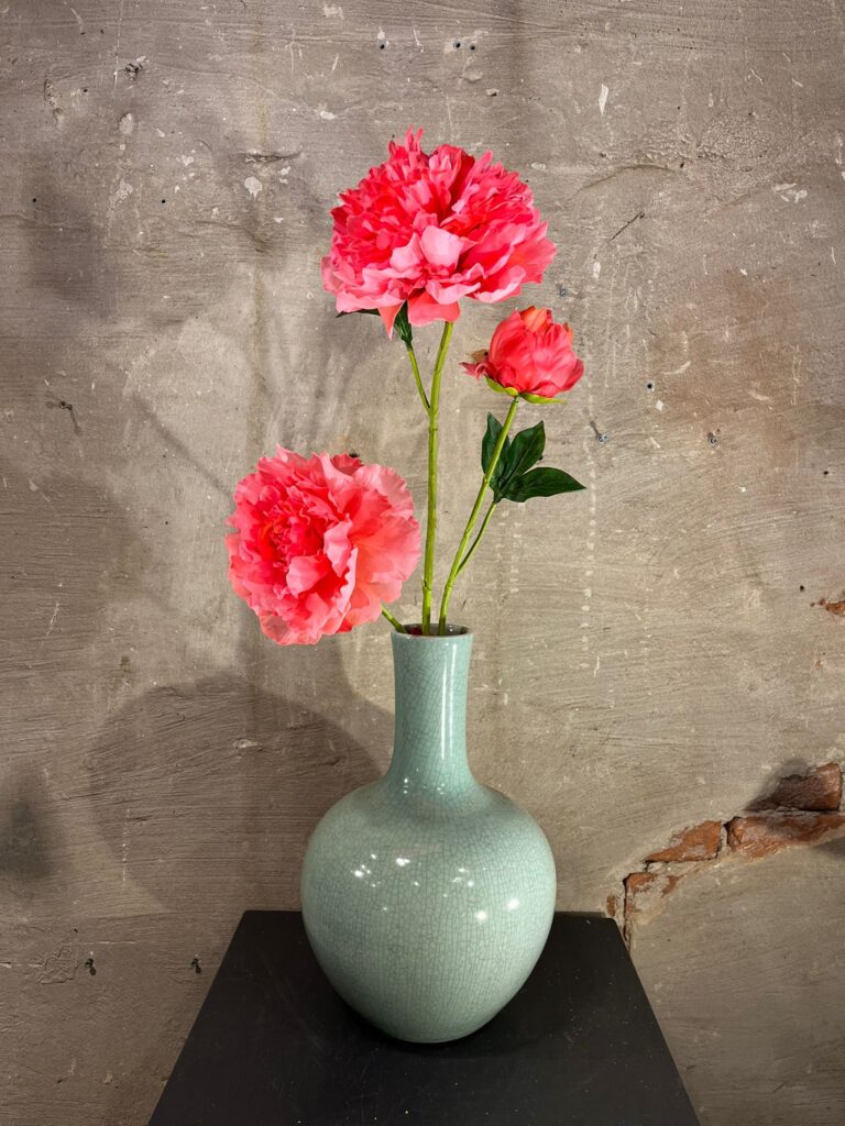 Zijden Pioen tak Donker roze