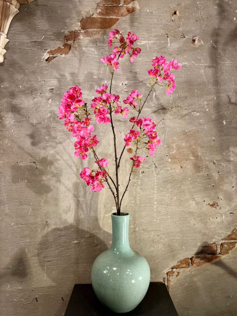 Zijden Pioen tak Fuchsia