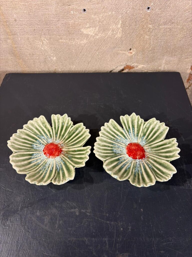 set van twee bordjes cosmea groen