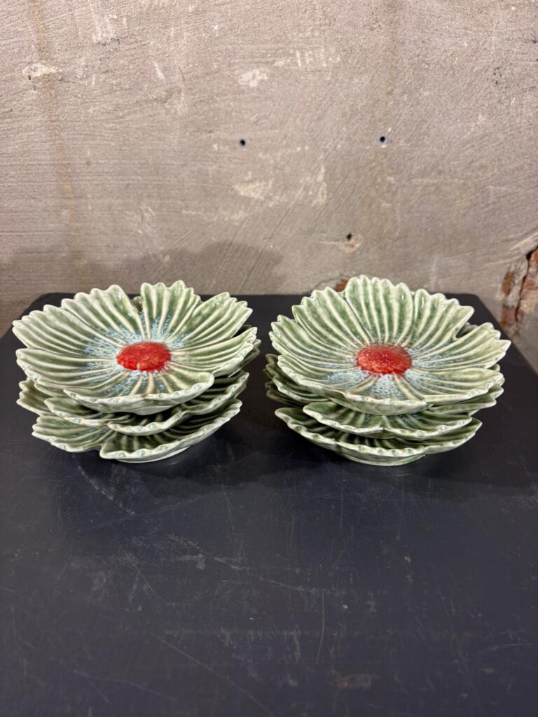 set van zes bordjes cosmea groen