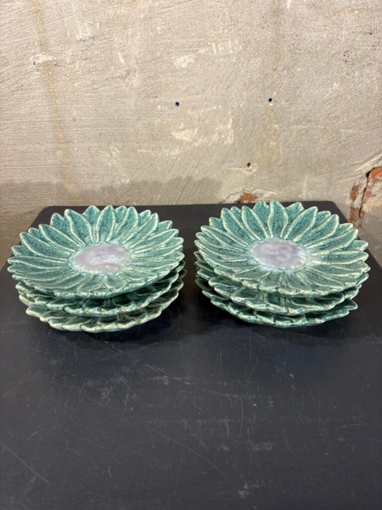 set van zes bordjes zinnia groen